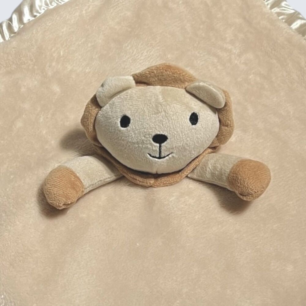Pro Goleem Lion Baby Lovey Security Blanket Plush Satin Toy Beige Brown Animal